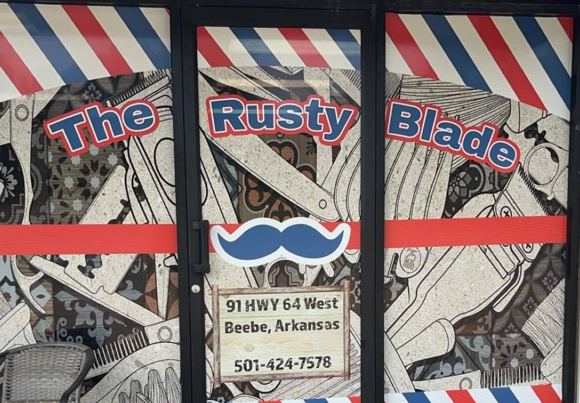 Rusty Blade shop front door in Beebe